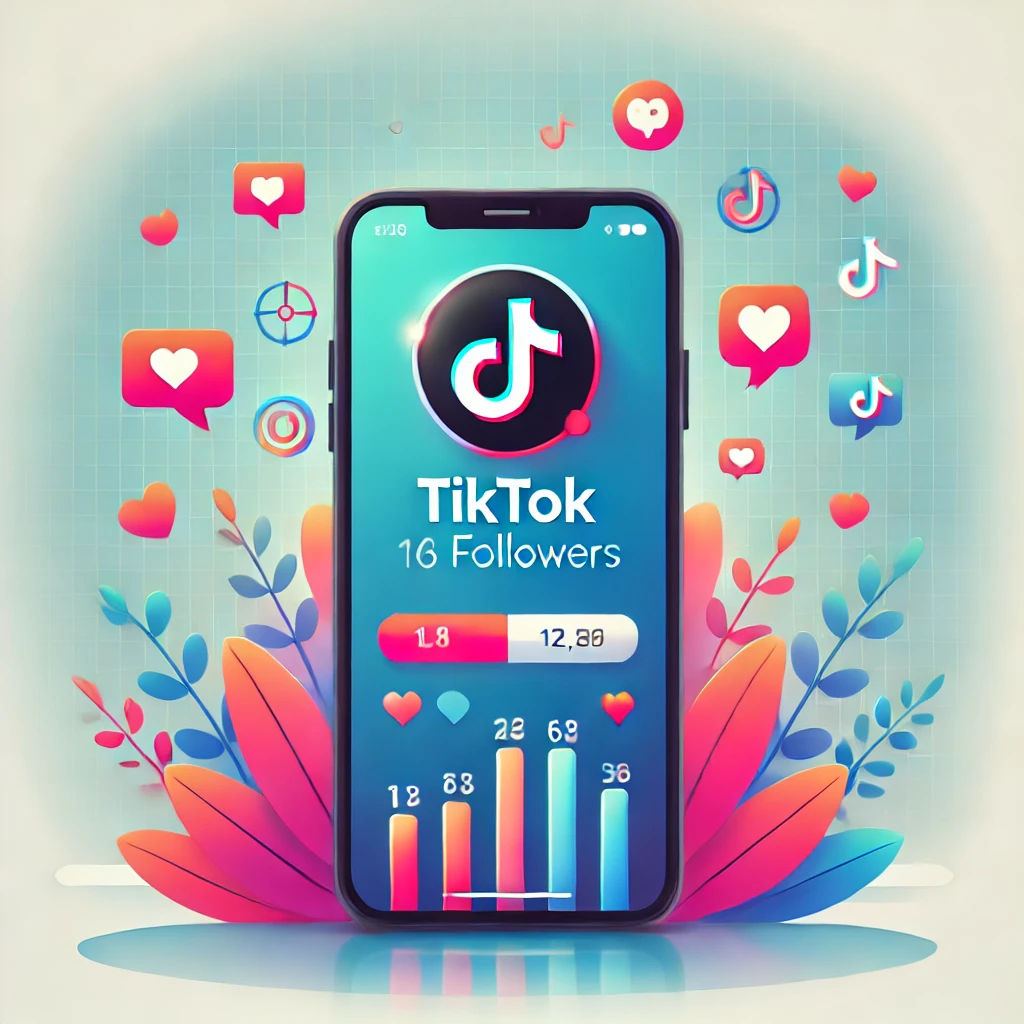 หน้าจอสมาร์ทโฟนแสดงโปรไฟล์ TikTok พร้อมจำนวนผู้ติดตามที่เพิ่มขึ้นและไอคอนหัวใจกับคอมเมนต์สื่อถึงการมีส่วนร่วม