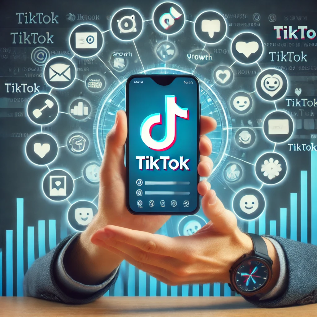 ผู้ใช้ Tiktok ที่ถือสมาร์ทโฟนพร้อมแอป Tiktok