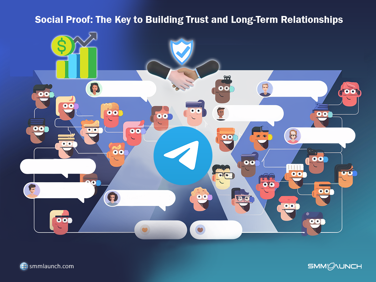 A graphical interface illustrating how to improve social proof on Telegram with effective trust-building tools.