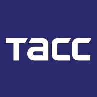 TACC logo displayed prominently on a vibrant blue background, showcasing the brand's identity and visual appeal.