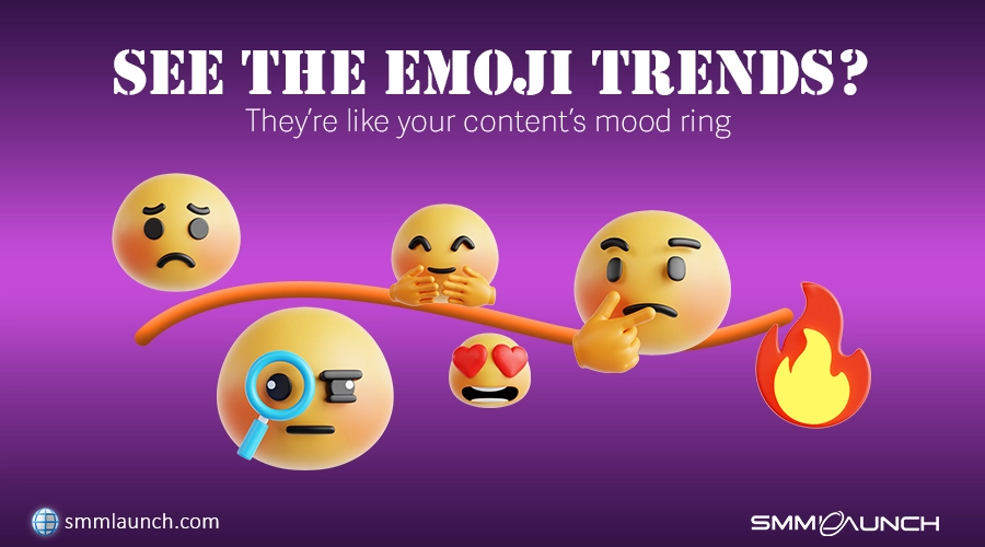 Emoji reactions, including sad, thoughtful, and love eyes, illustrating how patterns in reactions guide the creation of future content based on audience mood and engagement.