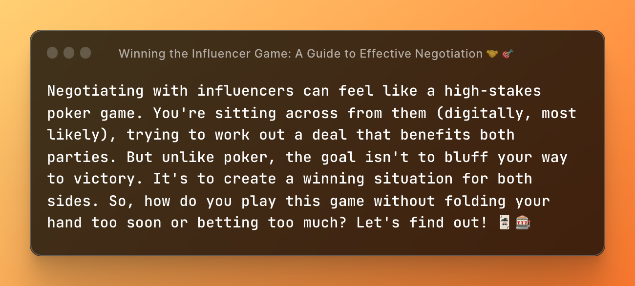 Winning the Influencer Game: A Guide to Effective Negotiation 🤝🎯