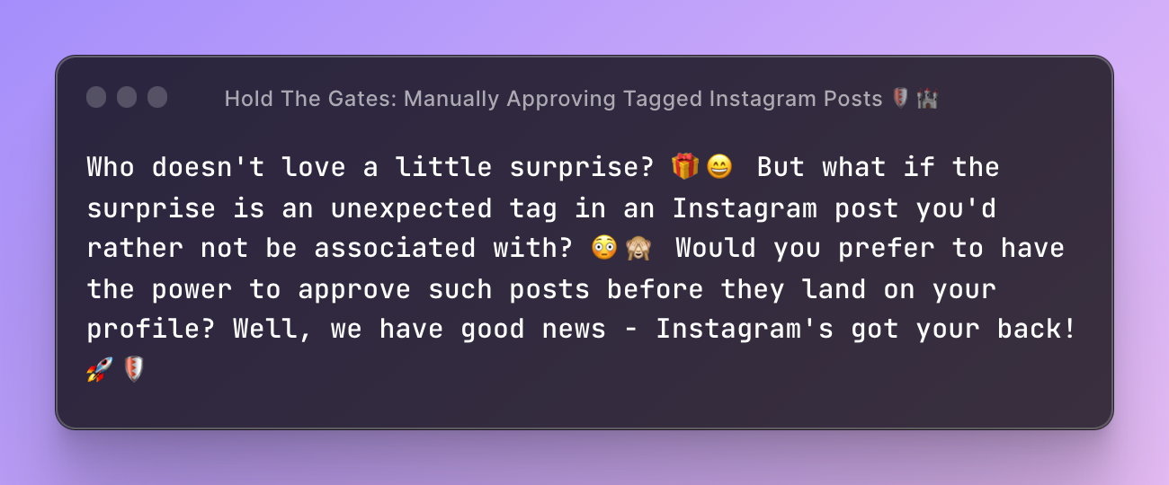 Hold The Gates: Manually Approving Tagged Instagram Posts 🛡️🏰