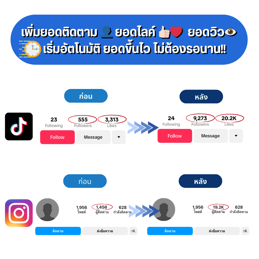 FOLLOWTHAI ปั้มผู้ติดตาม ปั้มไลค์ ปั้มวิว ปั้มฟอล IG TikTok เฟสบุ๊ค เพิ่มฟอล ทวิต