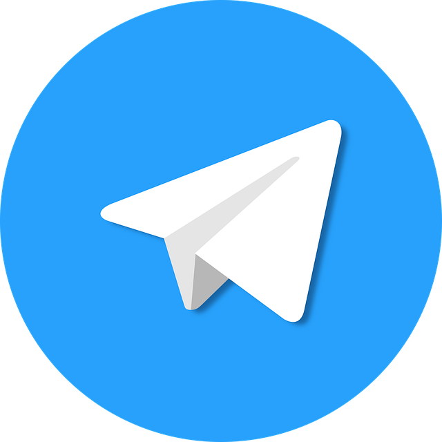 Blue circle with a white paper airplane icon in the center, commonly known as the logo for the messaging app Telegram.